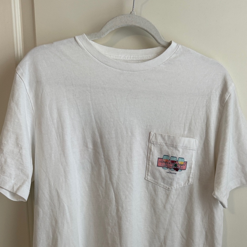 Vineyard Vines White Tee with Colorful Pocket Graphic